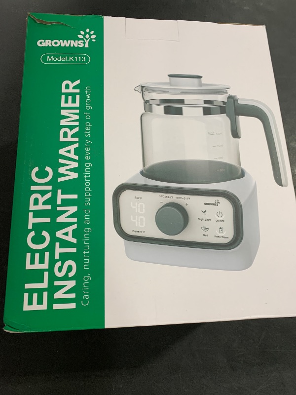 Photo 1 of GROWNSY Baby Instant Warmer, Glass Water Boiler with Accurate Temperature Control for Formula, Coffee and Tea, 1.3 Liter Electric Kettle with LCD Display and Timer
