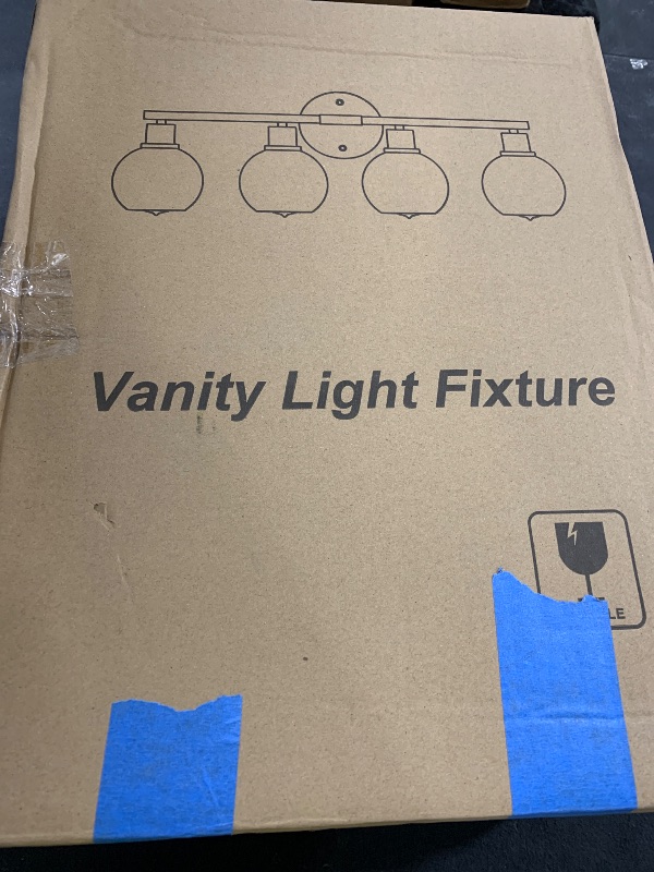 Photo 1 of Indoi 4-Light Bathroom Light Fixtures, Brushed Nickel Modern Vanity Lights Over Mirror with Clear Glass Globe Shade, Bathroom Wall Sconces for Mirror Kitchen Living Room Hallway Cabinet Bedroom Porch