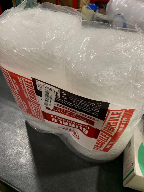 Photo 1 of Bubble Cushioning Wrap Rolls, 3/16" x 12" x 72' ft Total [2 Rolls of 36 Feet] Perforated Every 12", 20 Fragile Stickers for Packaging, Shipping, Mailing