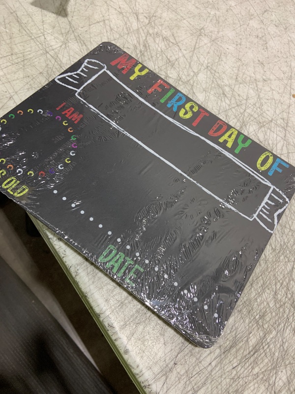 Photo 1 of First & Last Day of School Chalkboard Sign (8.5x11 inches, Double-Sided), My Small Back to School Board, for Kids - Preschool, Kindergarten, 1st Grade Supplies