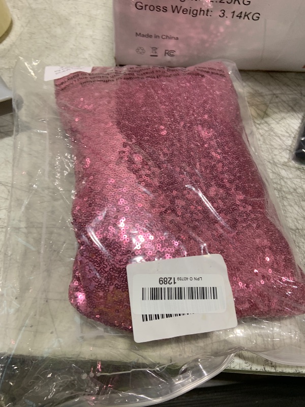 Photo 1 of B-COOL Sequin Tablecloth 50x80 Inch Sparkly Table Cloth Hot Pink Sequin Table Cloth Overlays for Party Decoration Christmas Wedding Dinner Linen