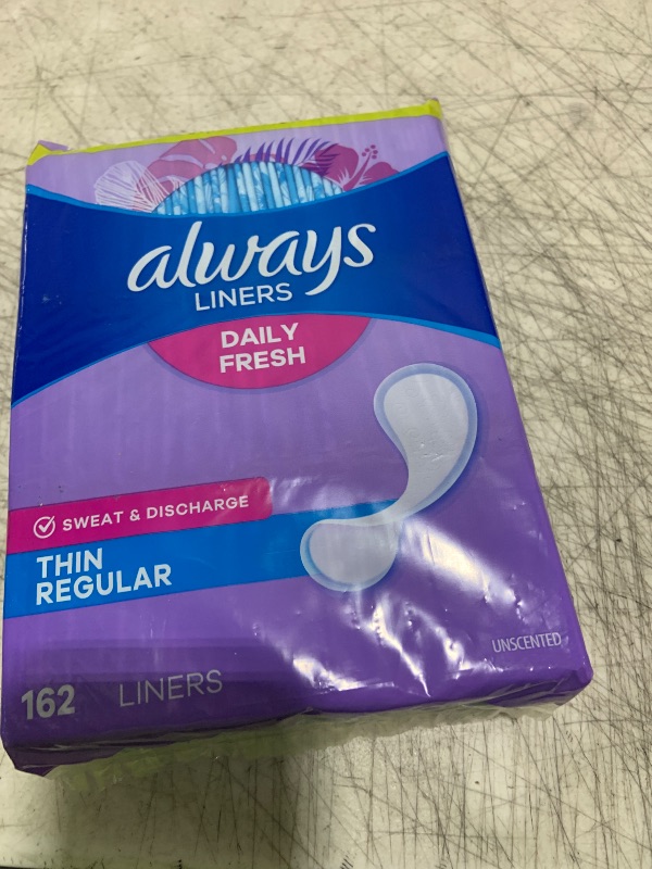 Photo 1 of Always Daily Fresh Thin Liners, Regular Absorbency, Unscented Panty Liners, 162 Count