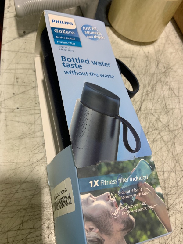 Photo 1 of PHILIPS Water GoZero Active BPA-Free Water Bottle with Fitness Tap Water Filter, Sport Squeeze Water Bottle, Lightweight, 24 oz with Fitness Filter, Blue