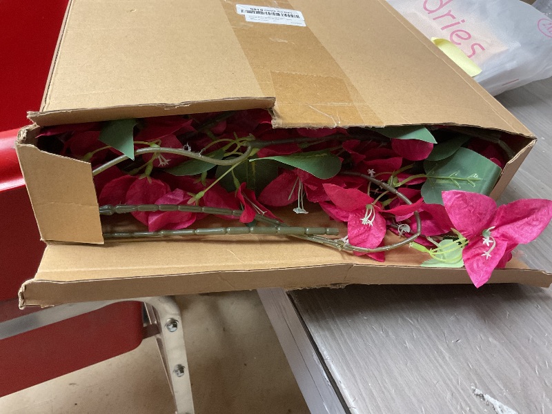 Photo 1 of Yuxung 30 Pcs Artificial Faux Bougainvillea Fake Flower Silk Bougainvillea Branches UV Resistant Outdoor Indoor Decoration for Wedding Home Centerpieces Outside Decor (Rose Purple)
