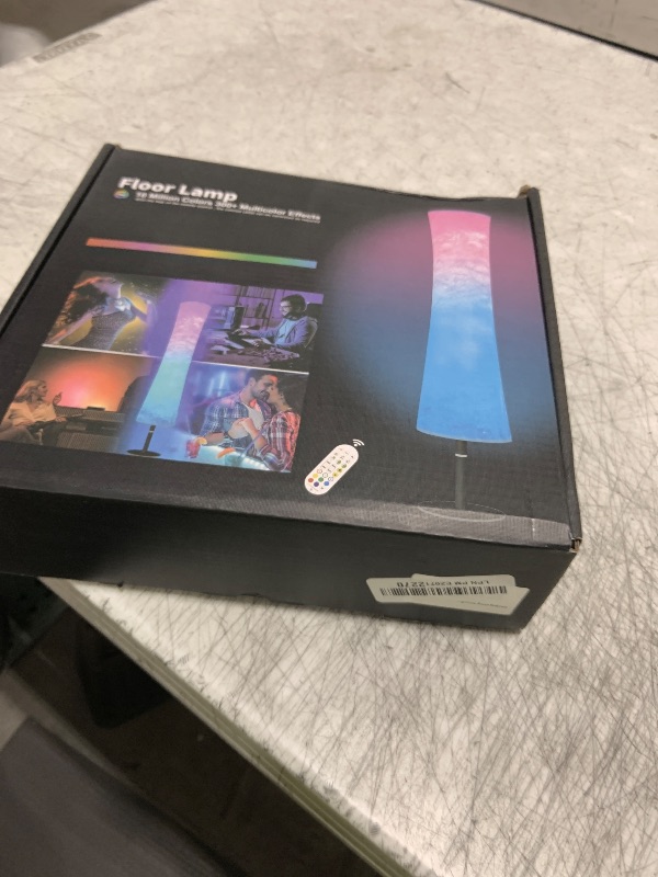 Photo 1 of Torchlet Floor Lamp, RGB Floor Lamp with 16 Million DIY Colors and Scene Modes, Music Sync and White Fabric Shade with App/Remote Control, Standing Lamp for Living/Game Room Bedroom