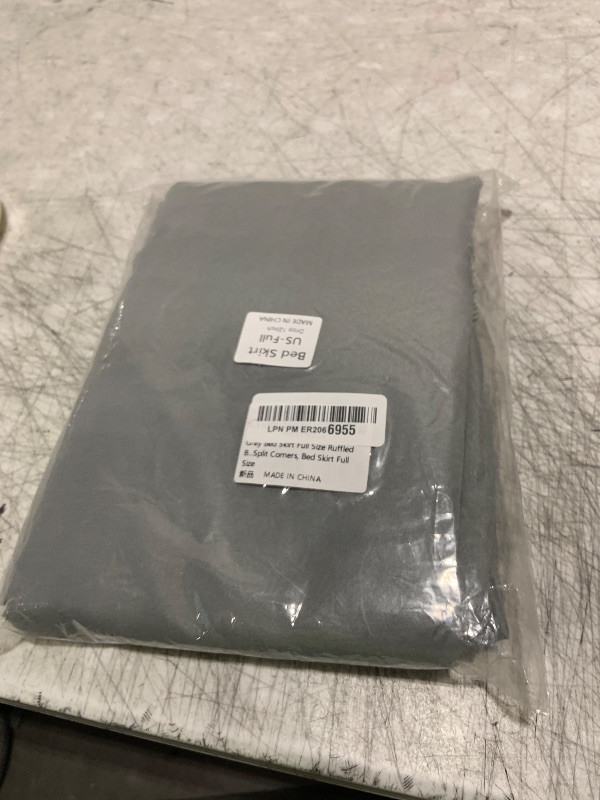Photo 1 of Grey Bed Skirt Full Size Ruffled Bed Skirt with Split Corners, Full Bed Skirt 12 Inch Drop, Full Size Bed Skirt Grey for Ruffled Bed Skirt with Split Corners, Bed Skirt Full Size