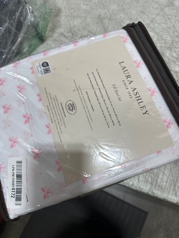Photo 1 of Laura Ashley - Kids Sheet Set, Ultra-Soft & Breathable Toddler Bedding with Matching Pillowcase, Wrinkle-Resistant, Ideal Girl Room Essentials (Lovely Bows Pink, Full)