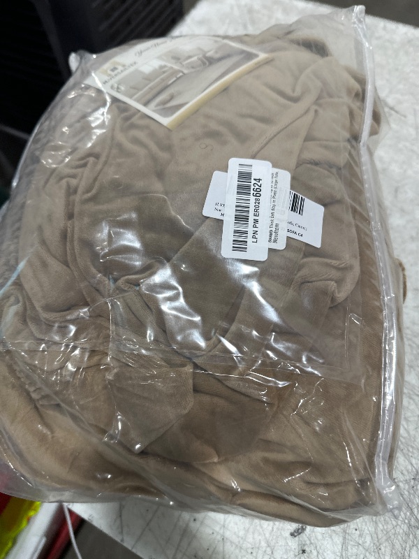 Photo 1 of H.VERSAILTEX Real Velvet Plush 3 Piece Stretch Sofa Covers Couch Covers for 2 Cushion Couch Sofa Slipcovers Width Up to 90 Inch Feature Thick Soft Stay in Place (Large Sofa, Camel)