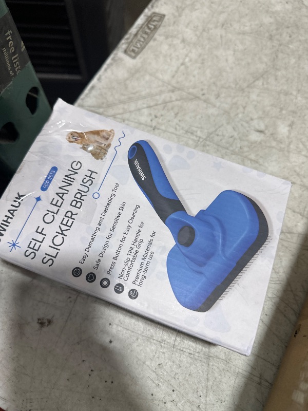 Photo 1 of Swihauk Self Cleaning Slicker Brush - Skin Friendly Deshedding Grooming Tool for Dogs & Cats, Suitable for Shedding & Haired Pets, with Pet Supplies Accessories, Blue