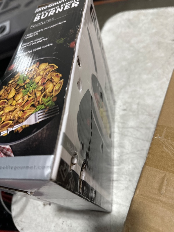 Photo 1 of Elite Gourmet ESB-301BF Countertop Single Cast Iron Burner, 1000 Watts Electric Hot Plate, Temperature Controls, Power Indicator Lights, Easy to Clean, Black