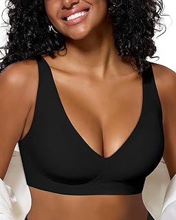 Photo 1 of As Fairy Bras for Women Deep V Seamless Wireless Support Lift No Underwire Plunge Bralettes Full Coverage Push Up Bra (Black 42D)