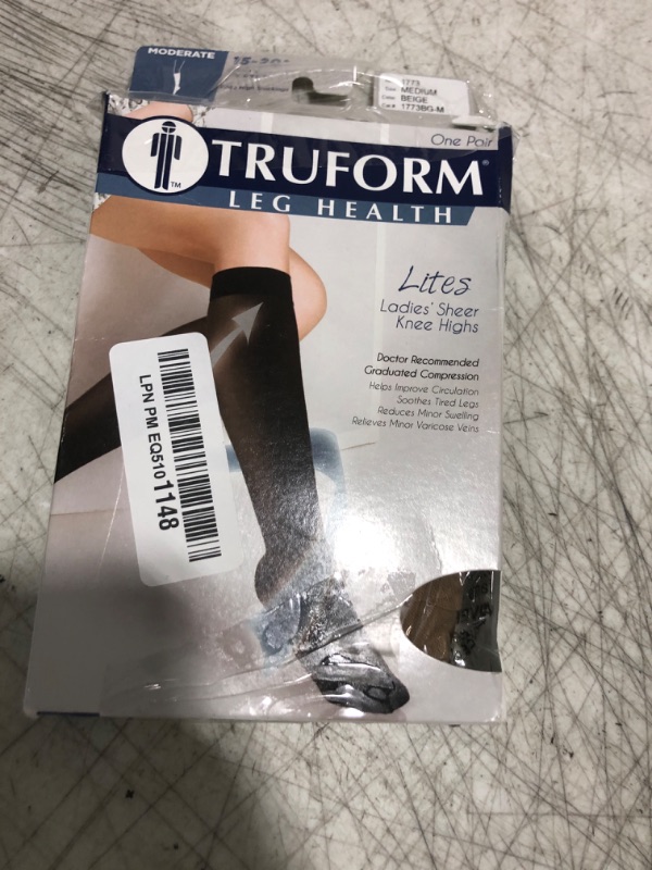 Photo 1 of Truform 20-30 Mmhg Compression Stocking for Men & Women, Knee High Length, Open Toe, Beige, X-Large