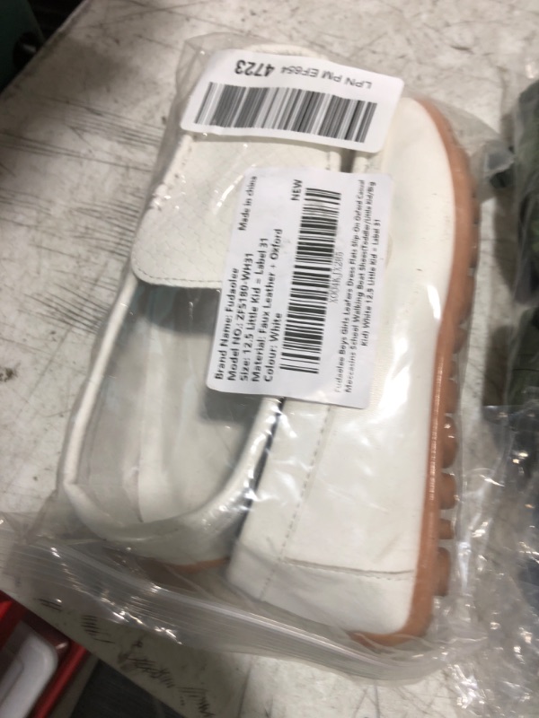 Photo 1 of Fudaolee Boys Girls Loafers Dress Flats Slip-On Oxford Casual Moccasins School Walking Boat Shoes(Toddler/Little Kid/Big Kid) White 12.5 Little Kid = Label 31