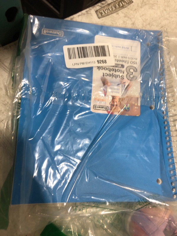 Photo 1 of Dunwell 3-Subject Spiral Notebook, (Blue) Plastic Cover, 150 Sheets (300 Pages) Wide Ruled 8x10.5 Paper, 3-Hole Punched Perforated Pages, 3 Divider Folders with Pockets