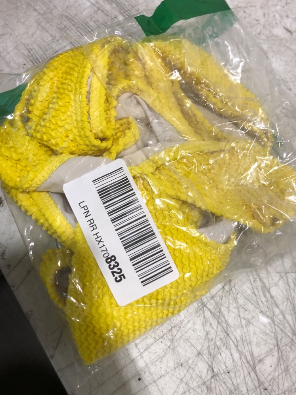Photo 1 of Limeeke Women One Shoulder Bikini Set Ribbed Textured Two Piece Swimsuit High Cut Cheeky Bathing Suit Yellow L