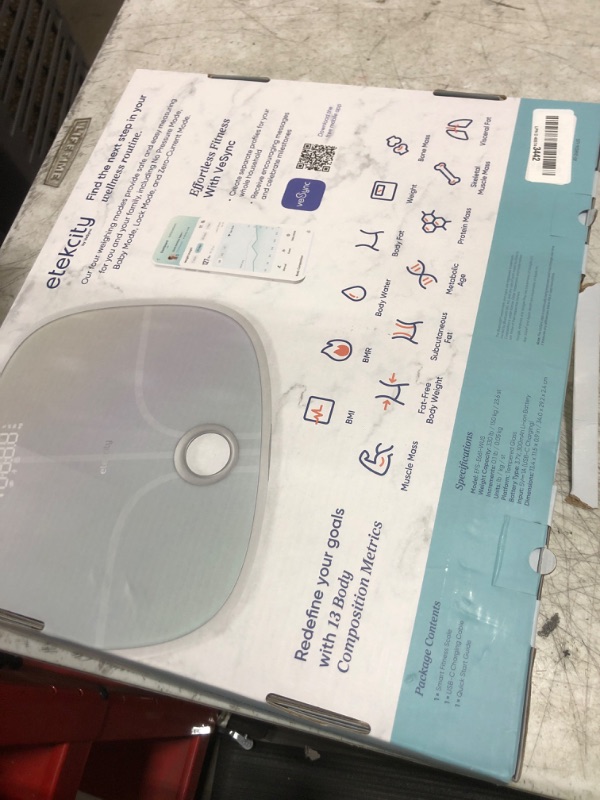 Photo 1 of Etekcity Smart Rechargeable Scale for Body Weight, BMI, Fat, Muscle Mass, Digital Bathroom Scale with 13 Metrics, Secret Mode, Bluetooth Connect to Free Apps, Rainbow White