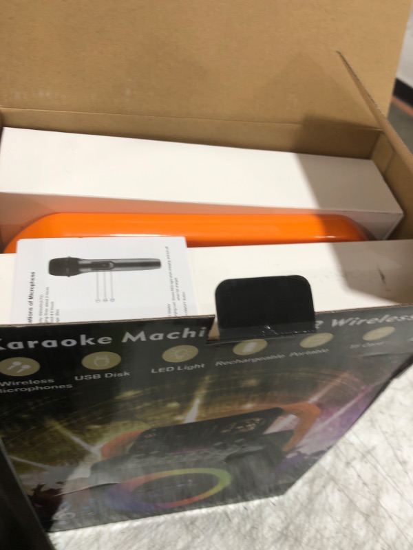Photo 1 of YUOIOYU Karaoke Machine with 2 Wireless Microphones, Portable Bluetooth Karaoke Speaker for Adults & Kids with Strobe Lights, Karaoke Microphone with PA System Supports TWS/USB/TF/REC/FM/AUX