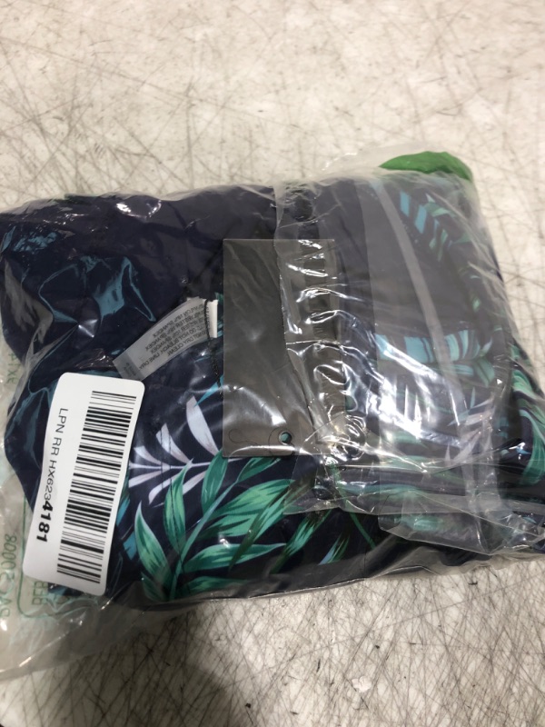 Photo 1 of Daci Women Blue Leaves Two Piece Rash Guard Long Sleeve Swimsuits UV UPF 50+ Swim Shirt Bathing Suit with Boyshort Bottom XL