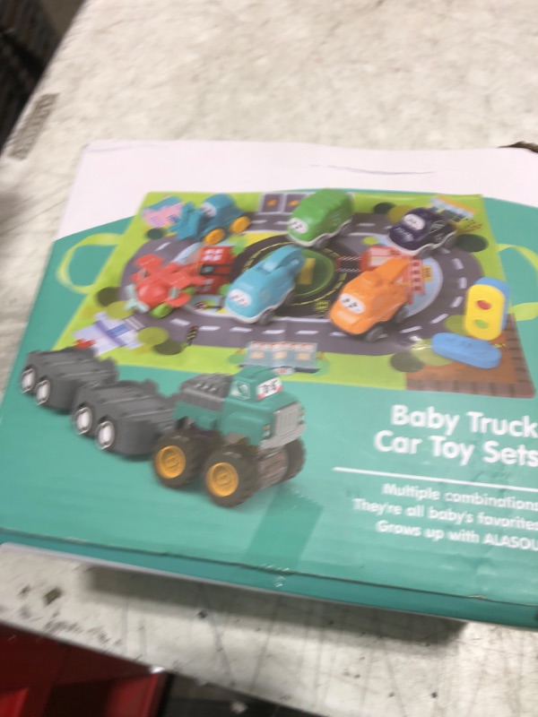 Photo 1 of Big Cartoon Truck Car Toys for 1 Year Old Boy with Playmat/Storage Bag|Baby and Toddler Toys 12-18 Months & Age 1-2 with Trailor|1st Birthday Gift for 1 2 Year Old Boy