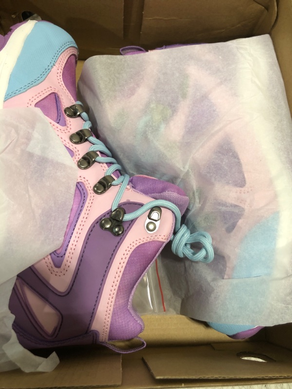 Photo 1 of R CORD Big Kids Hiking Boots Girls Hiking Boots Girls Anti-Collision Non-slip Athletic Outdoor Trekking Boots Purple 5 Big kid