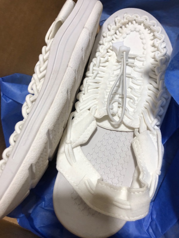 Photo 1 of Proptmina Rope Sport Sandals for Men Fisherman Shoes Men's Handmade Woven Shoes Comfortable & Lightweight Cord Beach Sandals (Full white,8)
