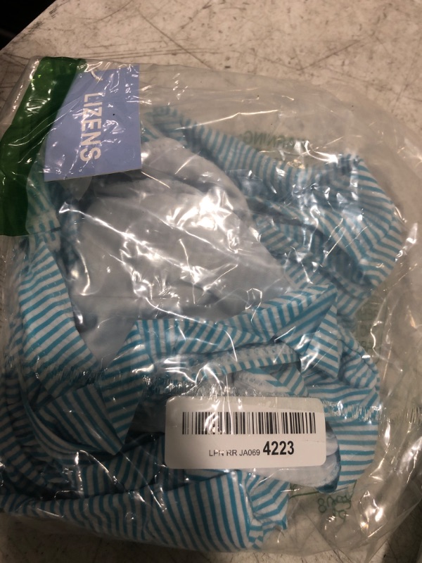 Photo 1 of LIZENS Girls One Piece Swimsuit Cute Striped Bathing Suit for Girls(VC719G04,8-9T) Light Blue