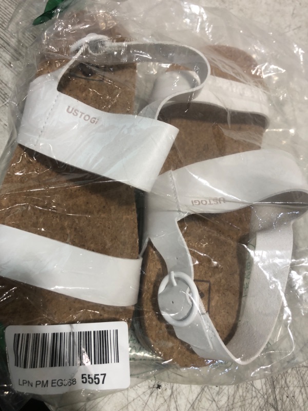 Photo 1 of Ustogi Women's Platform Sandals Arch Support Beach Slides for Woman Orthotic Summer Causal Cork Footbed Adjustable Buckle Elastic Band Cushion Cute Flatform sandalias de mujer(8.5, White)