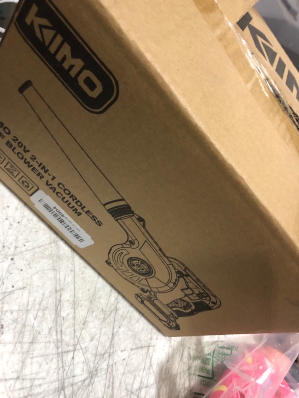 Photo 1 of K I M O. Cordless Leaf Blower Vacuum Combo 4 in 1, 3 Nozzles &3 Modes for Inflation & Deflation, Extended Tube & Variable Speed, 20000RPM 150MPH, 2x2000mAh Battery Powered Leaf Blowers for Lawn Care