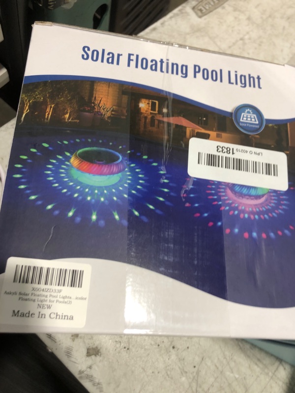 Photo 1 of Askyli Floating Pool Lights Solar Powered with Remote, 7.6 Inch RGB Up and Down Color Changing Solar Pool Lights That Float with Dynamic Lighting Effects, Floating Light for Pools, Party, Decor(2)