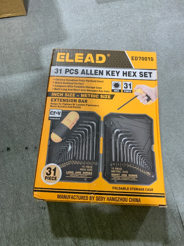 Photo 1 of 31-Piece Hex Key Set - Allen Wrench Set, SAE and Metric Allen Keys MM(0.7mm-10mm) SAE(0.028"-3/8) Heat-Treated, Torque Handle, High Leverage, Long & Short Keys, Easy Organization