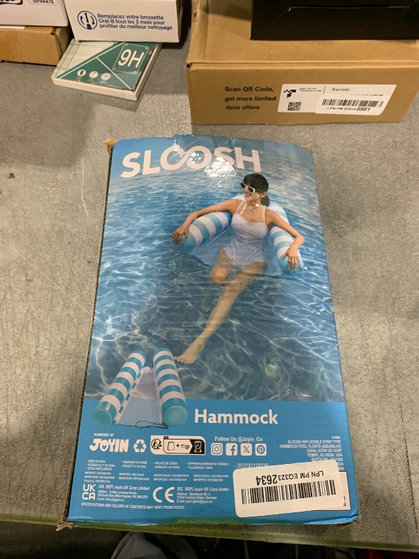 Photo 1 of SLOOSH Strip Type Hammock Pool Floats Adults, 4-in-1 Multi-Purpose Inflatable Pool Floaties PVC Water Hammock Lounge (Strip- Aquablue)