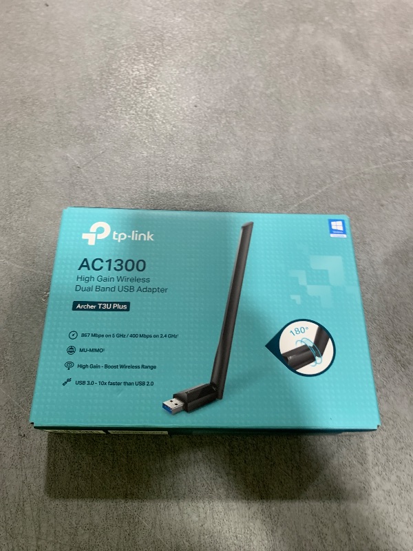 Photo 1 of TP-Link USB WiFi Adapter for Desktop PC, AC1300 USB 3.0 Wireless Dual Band Network Adapter with High Gain Antenna(Archer T3U Plus), MU-MIMO, Windows 11/10/8.1/8/7/XP, Mac OS 10.9-10.15
