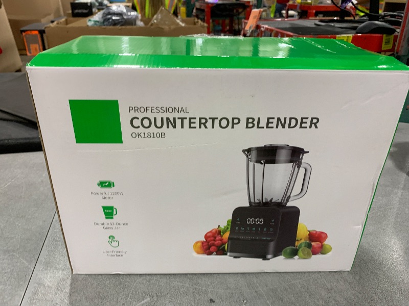 Photo 1 of KIDISLE 1200W Professional Smoothie Blender for Shakes, 52oz Glass Jar, Ice Crush, Puree, 9-Speed Touchscreen with Pulse & 7 Functions, Black