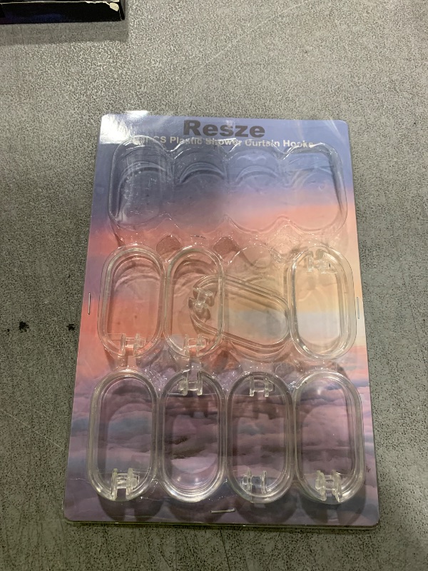 Photo 1 of Resze 24 PCS Clear Shower Curtain Hooks with Fixed Locking Clips - Oval Anti-Slip Bath Rings, Durable Plastic Resin, Invisible Design,Rust Resistant Decorative Hooks for Bathroom,Kitchen,Bedroom
