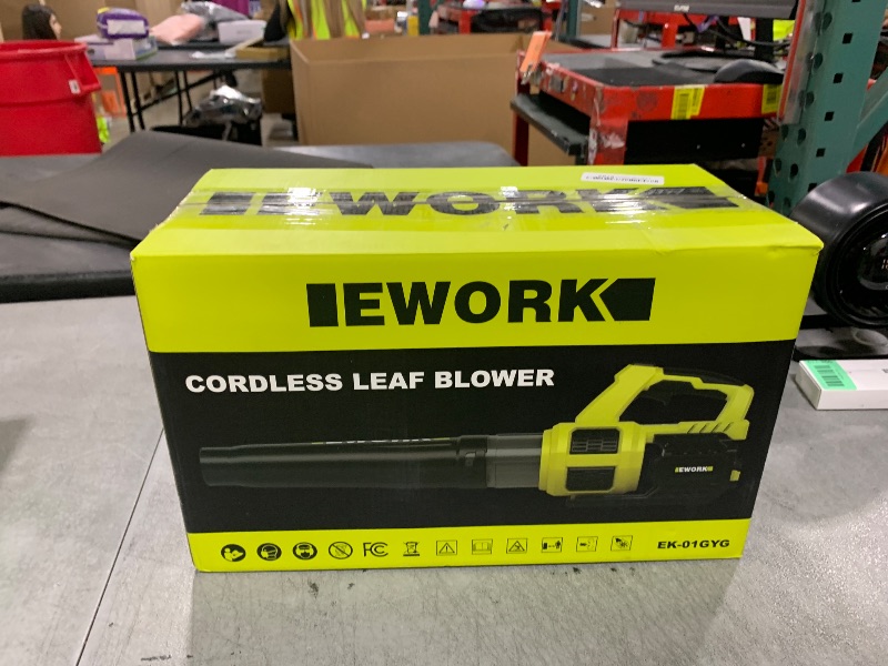Photo 1 of EWORK 21V Cordless Leaf Blower, Powerful Turbo Mode & 550 CFM, 2×3.0Ah Batteries & Fast Charger, Lightweight Electric Leaf Blowers for Lawn Care, Patio, Leaves & Dust