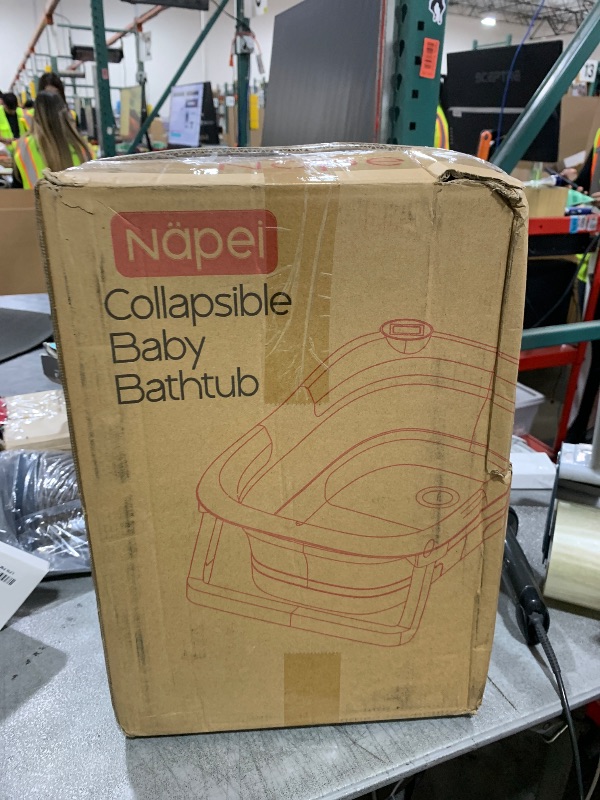 Photo 1 of napei Collapsible Baby Bathtub,Baby Bath Tub with Soft Cushion & Thermometer,Baby Bathtub Newborn to Toddler 0-36 Months,Portable Travel Baby Tub