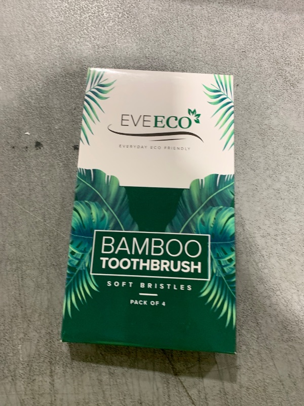 Photo 1 of EveEco 4 Count I Bamboo Toothbrush I Soft Bristles Best for Sensitive Gums I Charcoal I Vegan I Natural Wood I BPA Fee I Recyclable I Compostable I Biodegradable | Environmentally Friendly