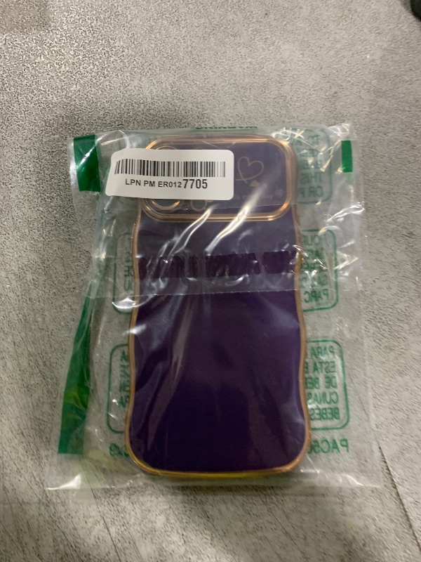 Photo 1 of Hython for iPhone 13 Pro Max Case Wave Wavy Phone Cases with Love Heart, Luxury Plating Edge Cute Curly Shape Cover for Women Girls, Thin Slim Soft TPU Rubber Shockproof Protective Cover, Dark Purple