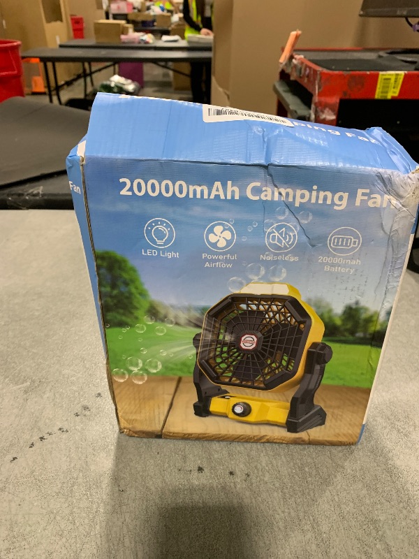 Photo 1 of JINLICTE Camping Fan with LED Lantern, 20000 mAh 9 Inch Portable Rechargeable Battery Powered Fan with Stepless Speed and Quiet Battery Operated for Picnic, Barbecue, Fishing, Travel, Home, Tent