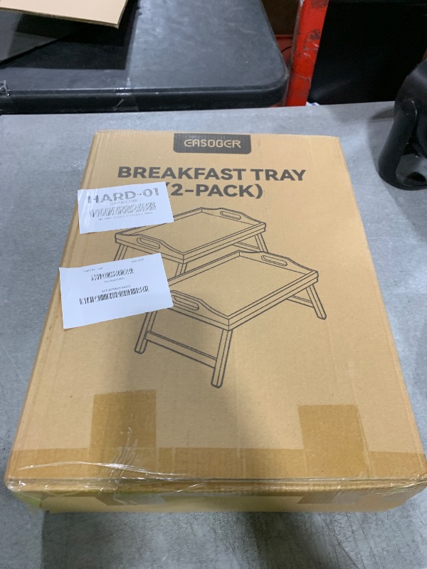 Photo 1 of 2 Pack Breakfast in Bed Tray for Eating, 16.92 x 12.6 Inch Bed Table Tray with Folding Legs & Handles, Bamboo Food Lap Trays Fits for Adult Kids Eating/TV/Surgery Recovery by Easoger. Set of 2