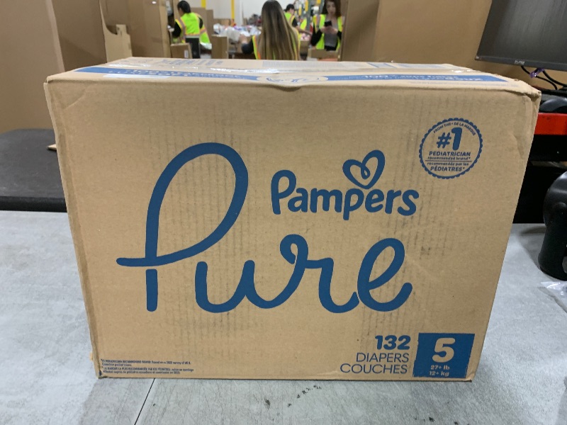 Photo 1 of Pampers Pure Protection Baby Diapers, Size 5 (27+ lbs), 132 Count, Up to 100% Leakproof, Premium Plant-based Skin Protection, Hypoallergenic Soft Diapers