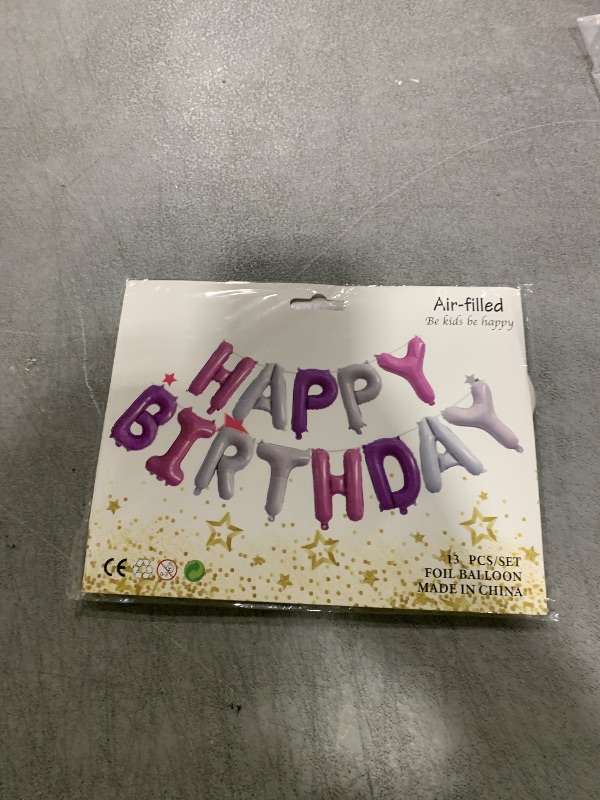 Photo 1 of Pink Purple Happy Birthday Balloon Banner Set -16 Inch Foil Letters Balloons, Reusable Birthday Decorations and Party Supplies, Suitable for Men and Women's Birthday Decorations?Party Backdrop