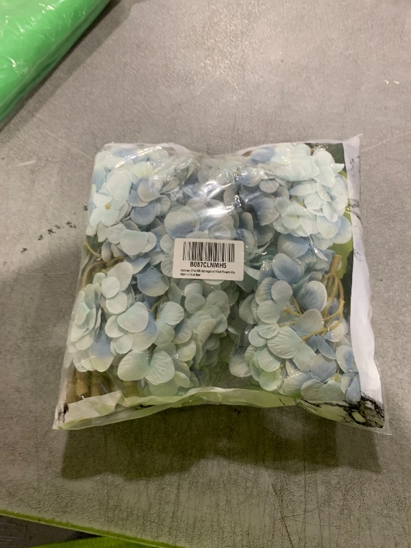 Photo 1 of Kisflower Blue Hydrangea Artificial Flowers 6pcs Faux Hydrangea Flowers, Fake Flowers for Table Centerpiece, Blue Silk Hydrangea Flowers with Stems for Home Wedding Party Decor
