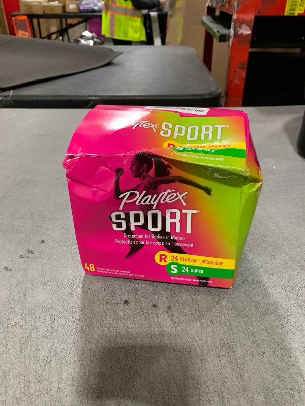 Photo 1 of Playtex Sport Tampons Multipack (24ct Regular/24ct Super), Fragrance-Free - 48ct | Tampons Regular and Super, Playtex Tampon Multipack, Feminine Care with 360 Leak Defense