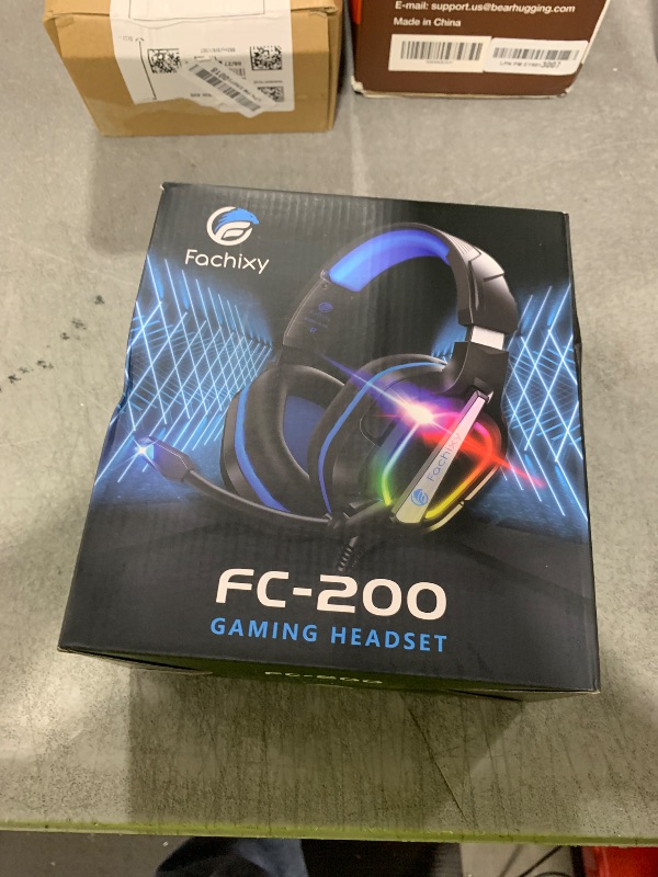 Photo 1 of Fachixy FC200 PC Gaming Headset for PS4, PS5, Switch, Xbox One, Mac, Noise Canceling Headphones with Microphone, Computer Headset with 3.5mm Jack & RGB Light