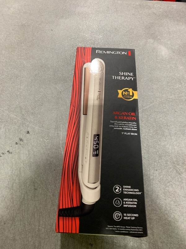 Photo 1 of Remington Shine Therapy 1 inch Hair Straightener Iron, Flat Iron Infused with Argan Oil & Keratin, Professional Ceramic Flat Iron for Less Frizz, Shines and Smooth, Styling Tools