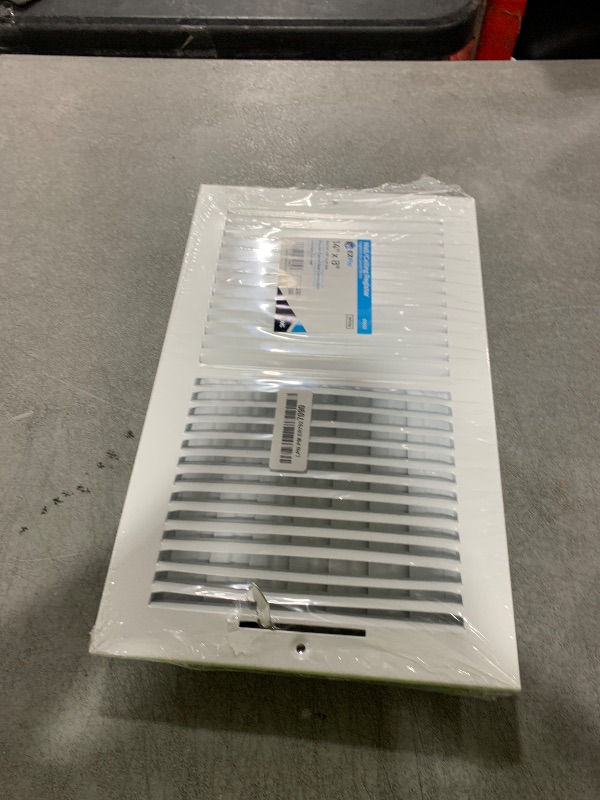 Photo 1 of EZ-FLO 14 x 8 Inch (Duct Opening) Air Vent Cover for Wall or Ceiling, Two-Way Ventilation Register, Solid Steel HVAC Register Cover, White, 61662