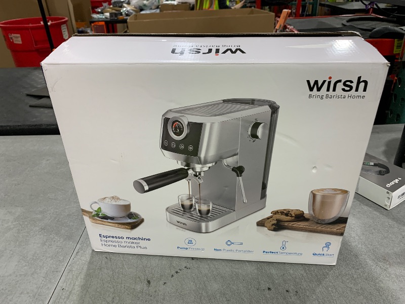 Photo 1 of wirsh Espresso Machine, 20 Bar Semi-Automatic Espresso Maker with Pressure Gauge, Steam Wand, Stainless Steel Expresso Coffee Machine for Espresso/Latte/Cappuccino, Touch Screen,Home Barista Plus