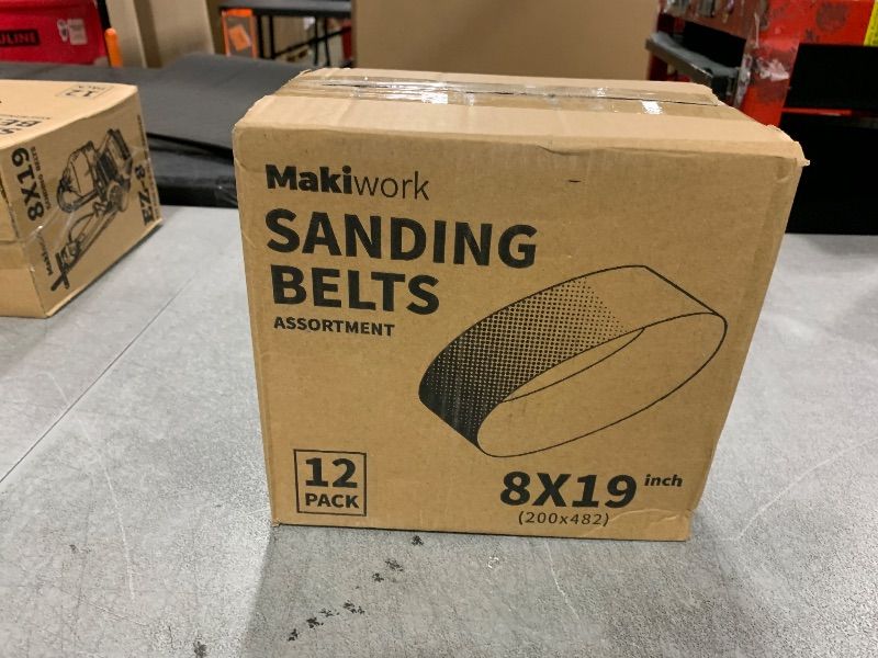 Photo 1 of 8 inch x 19 inch Assorted Sanding Belts, 12 Pack, 2 Each of 40/60/80/100/120/150 Grits, EZ 8 Drum Sander Sandpaper Rolls for Woodworking and Floor Polishing