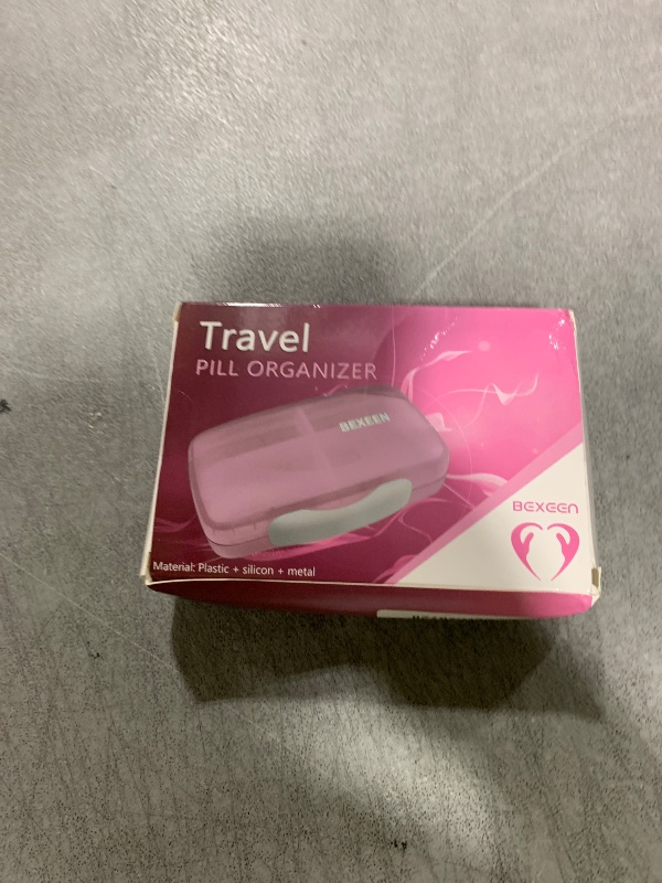 Photo 1 of Travel Pill Organizer - Airtight Medicine Case for Traveling Portable Pharmacy Box with Labels Vitamin Container 8 Compartment Supplement Medication Holder Large Capacity Daily (Pink)